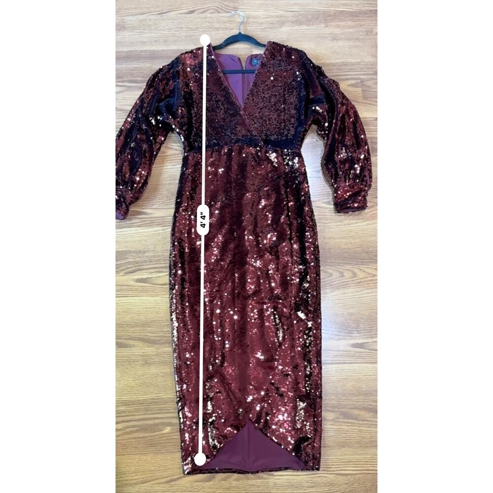 Ted Baker Emmalee Sequin Dress Burgundy Party Glam Chic Size 2 US 6 - Picture 7 of 14